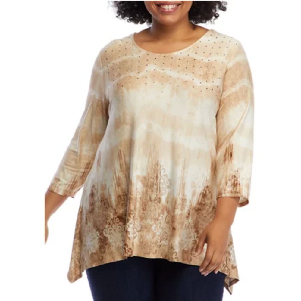 Ruby Rd size small tunic boho hippie brown and tan top